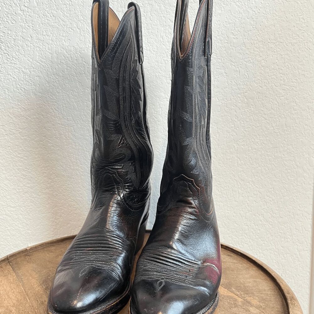 Lucchese 2000 Cowboy Western Boots Exotic Kangaroo Black Cherry Men's Size 9 - Picture 2 of 12